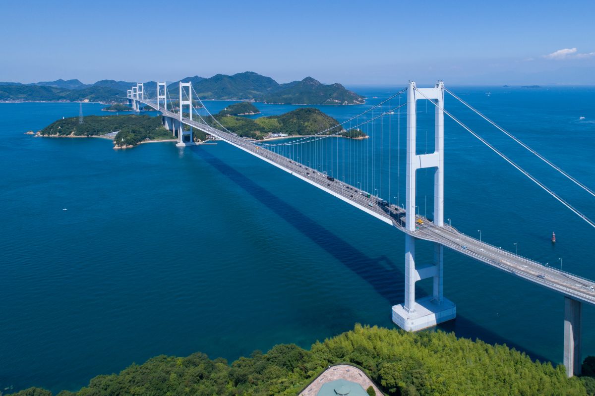 来島海峡大橋の4連吊り橋