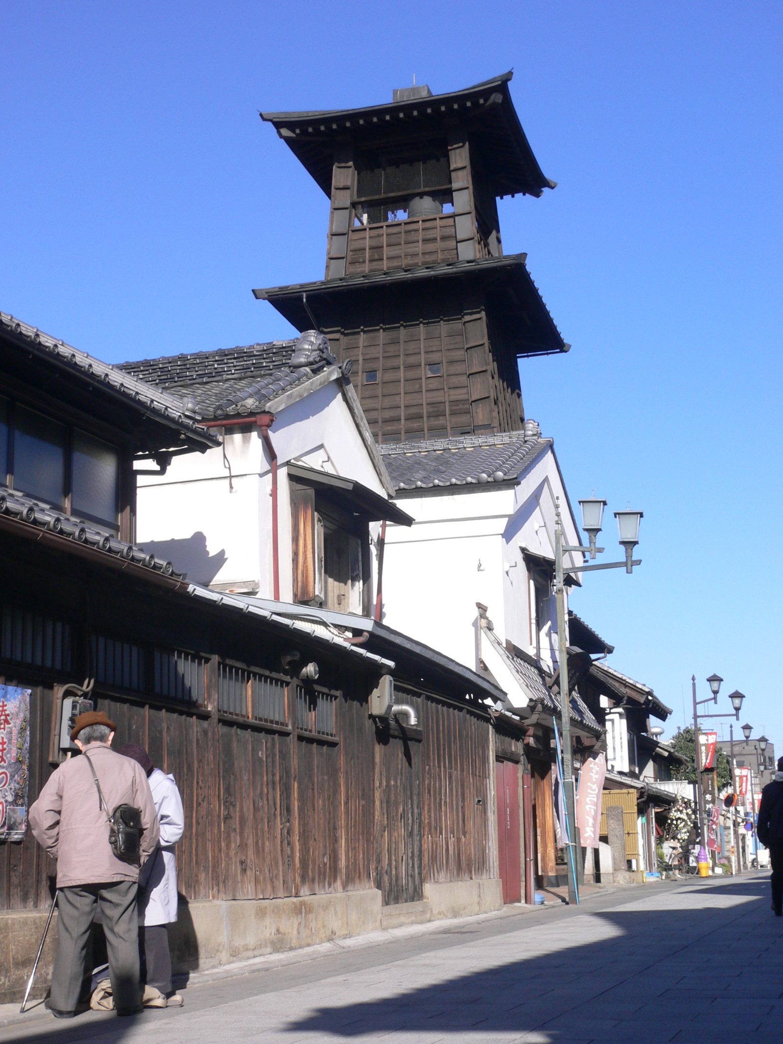 川越のシンボル時の鐘の木造3層の鐘楼